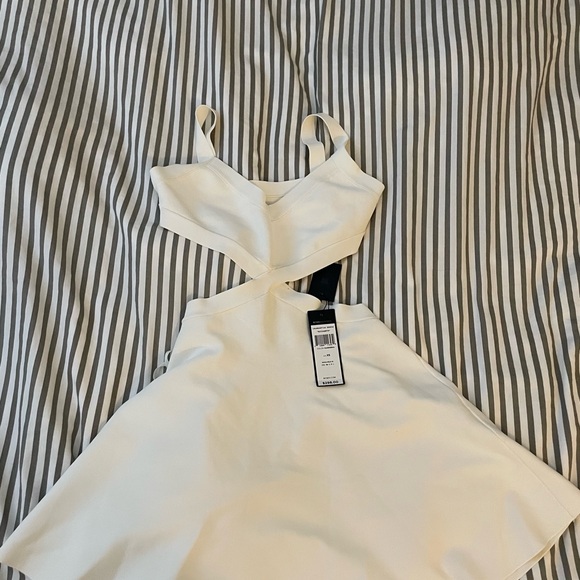 BCBGMaxAzria White Cut Out Ruffled Mini Dress - Picture 3 of 5